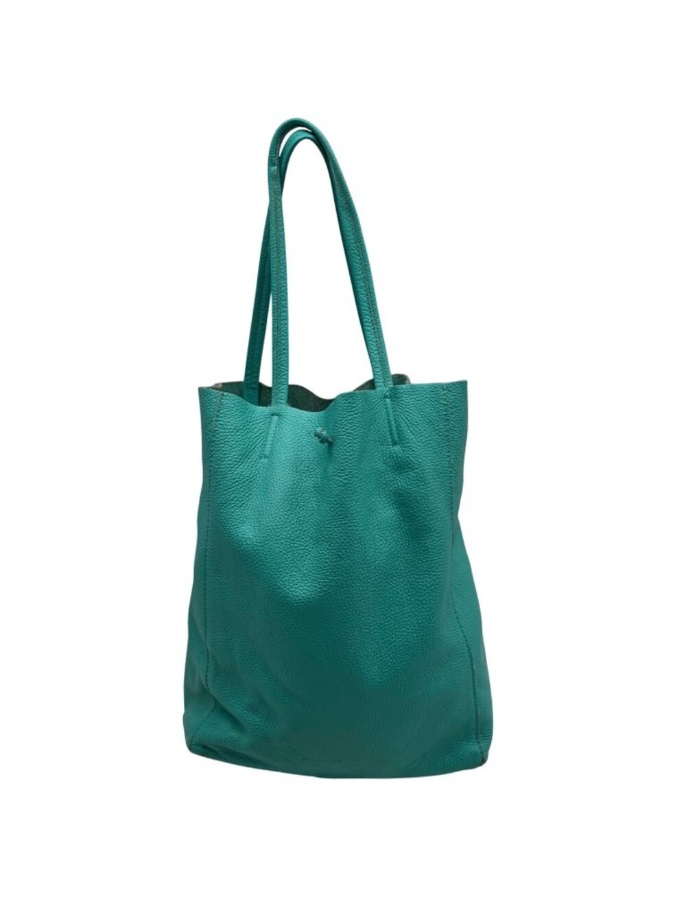 Prodotto Artigianale Turquoise Pebbled Leather Tote Bag